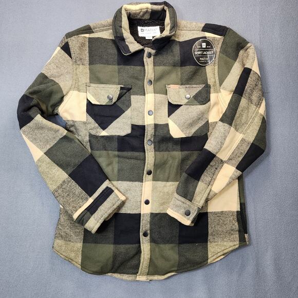 Matix Mens Shirt Jacket Shacket Medium Plaid Fleece Lined Snap Front Outdoors - Picture 13 of 15